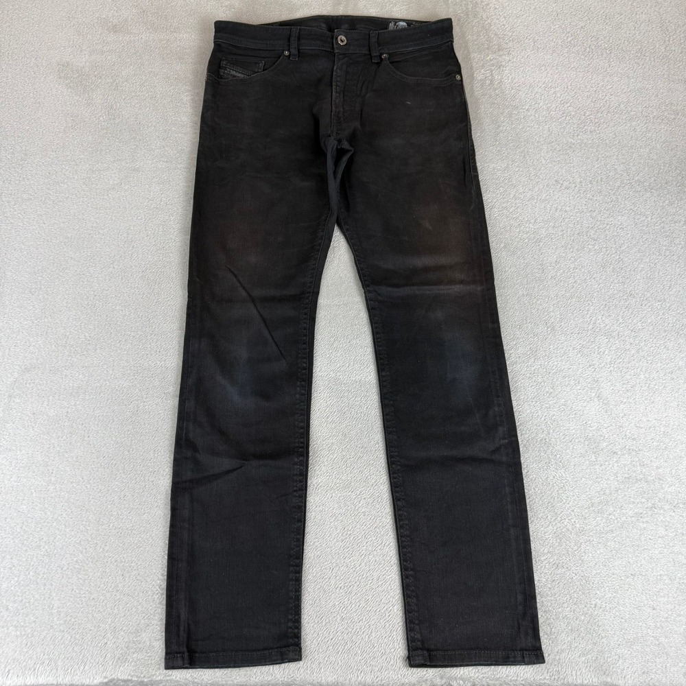 Diesel Thommer Slim Skinny Jeans Mens 32x32 Black Denim Distressed Stretch 0688H